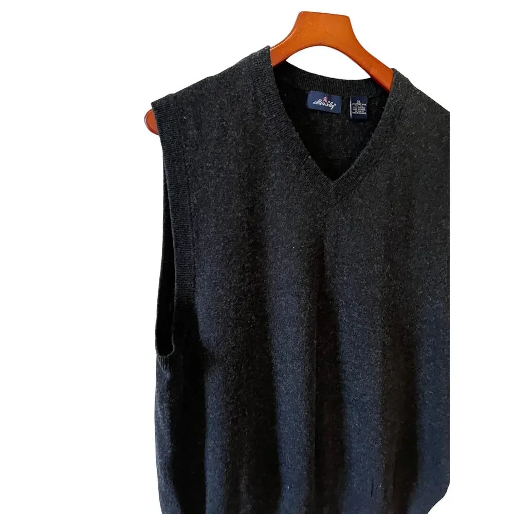 Allen Solly Merino Wool Silk Cashmere Sweater Vest Charcoal Gray XL